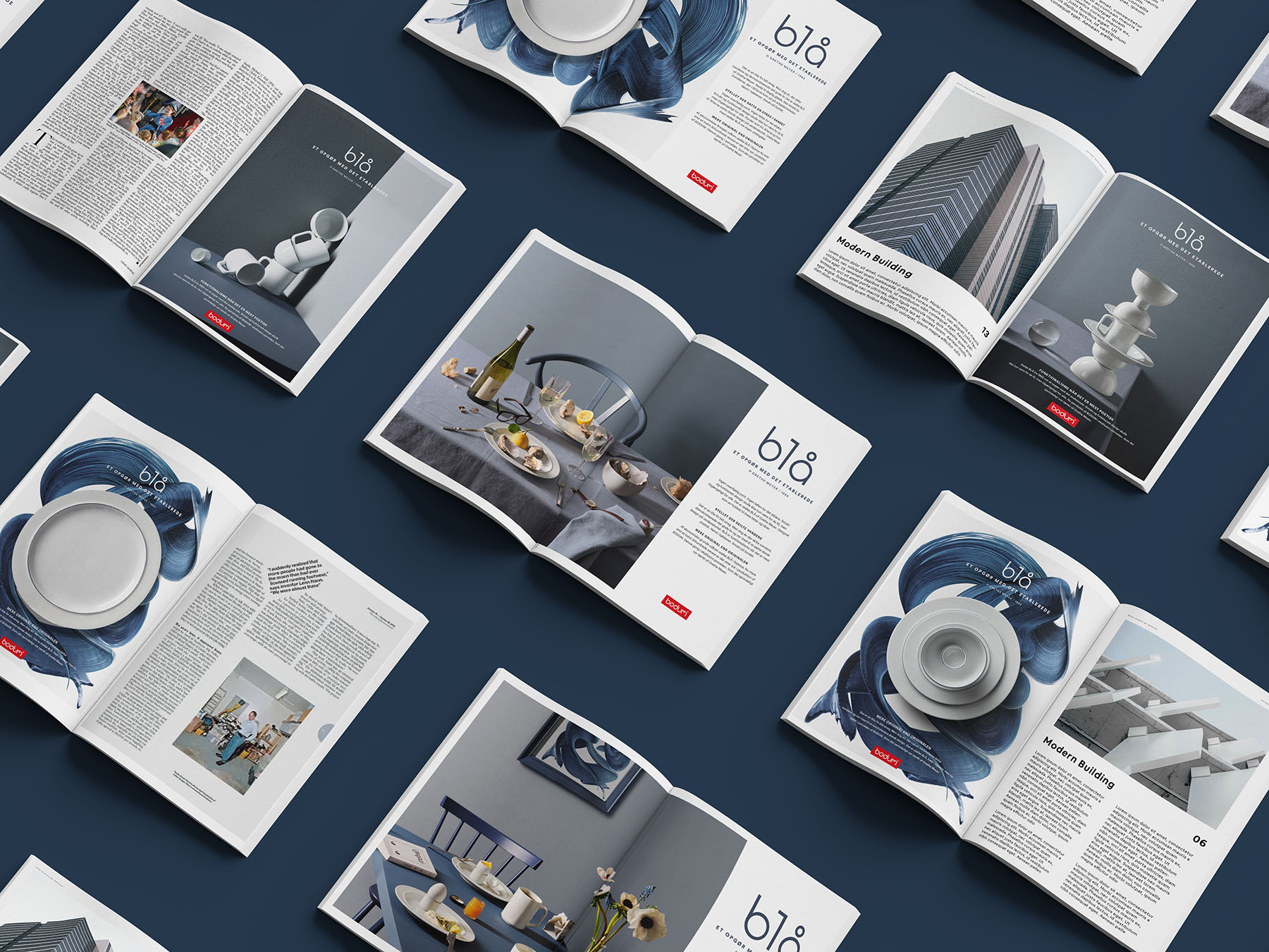 Outdoor poster design and art direction for Bodum Blå tableware series by Olga Bastian and copy by Birthe Nielsen