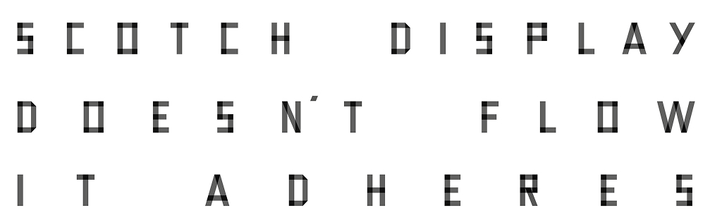 Scotch Display typeface in motion, showing the layered construction of the letters